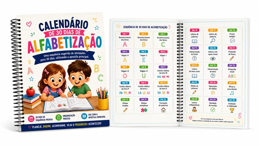 Calendário de 30 Dias de Alfabetização